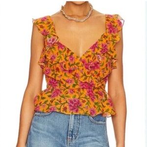 Veronica Beard 'Randa' Ruffled Floral-Print Silk Top